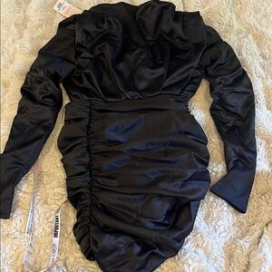 House of CB ruched black mini dress